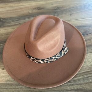 Elegant Brown Fedora with Leopard Accent